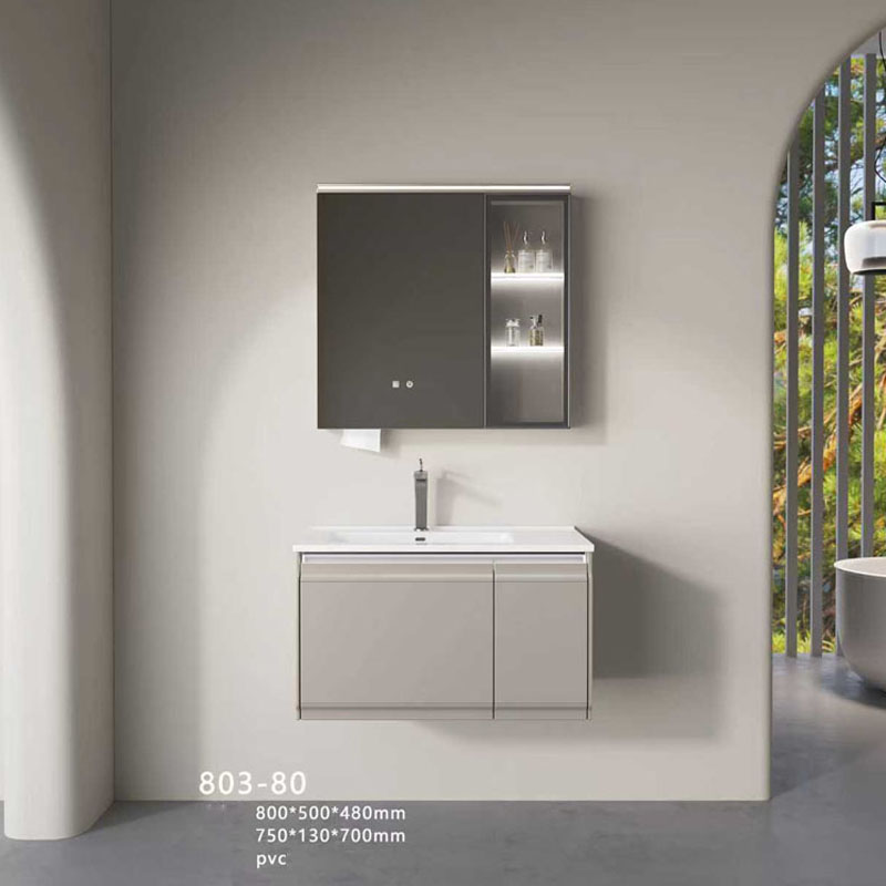 Bộ tủ chậu lavabo chất liệu nhựa PVC nguyên sinh chống nước 100% mặt chậu sứ Nano cao cấp
