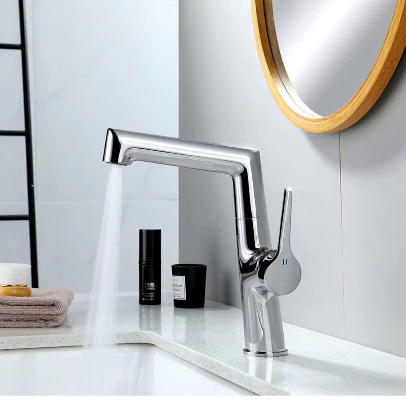 Vòi rửa mặt lavabo nóng lạnh chất liệu đồng thau nguyên khối đầu vòi mạ tạo bọt mịn