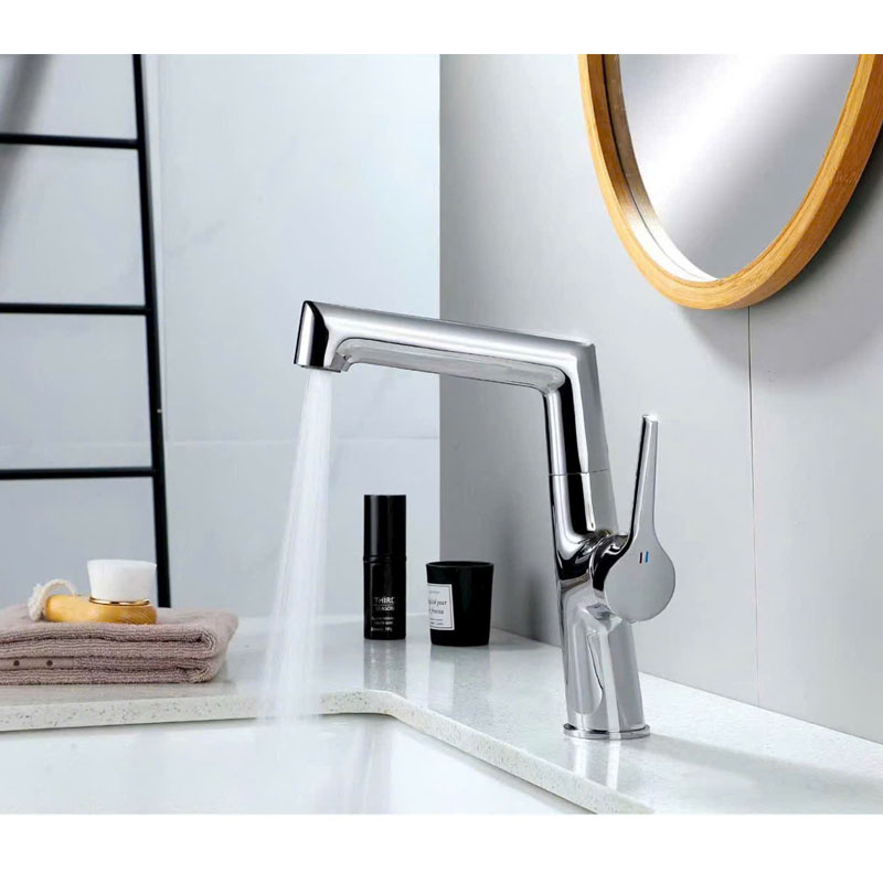 Vòi rửa mặt lavabo nóng lạnh chất liệu đồng thau nguyên khối đầu vòi tạo bọt mịn