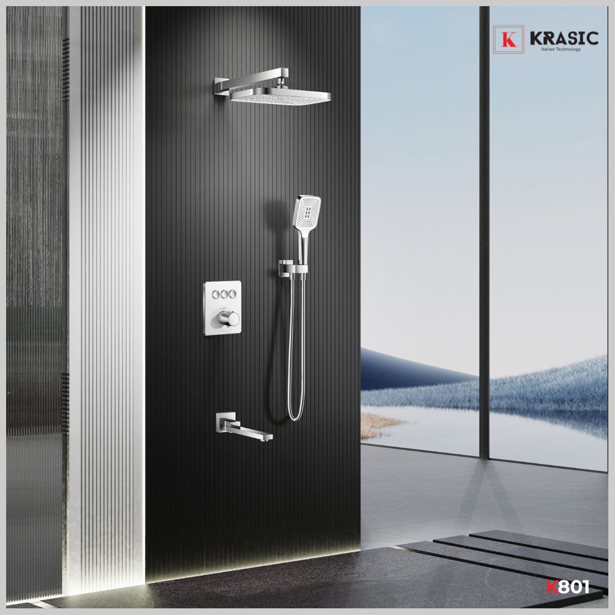 Vòi sen âm tường K801 chính hãng thiết kế châu Âu