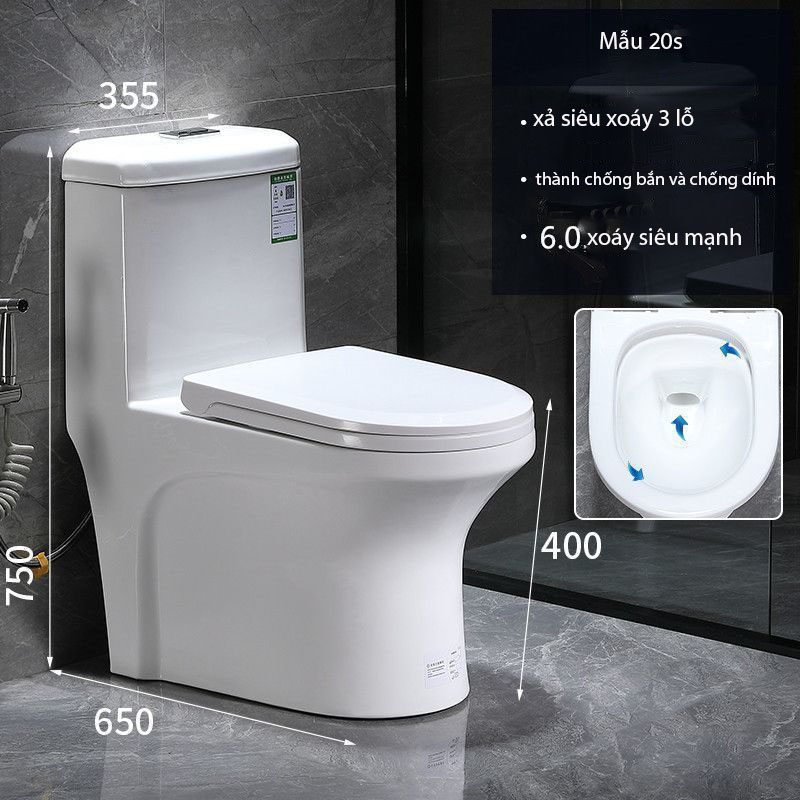 Bồn cầu một khối 020S phủ men tuyết Nano kháng khuẩn xả xoáy mạnh mẽ
