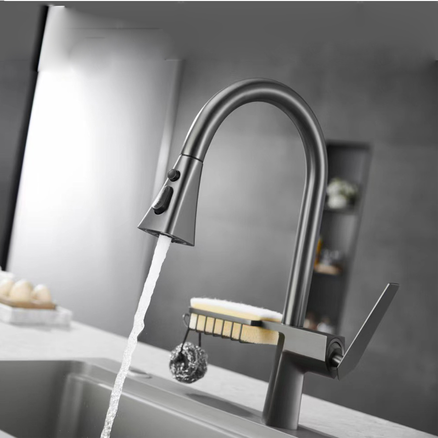 Vòi Rửa Bát Dây Rút Nóng Lạnh VC007LUX XÁM