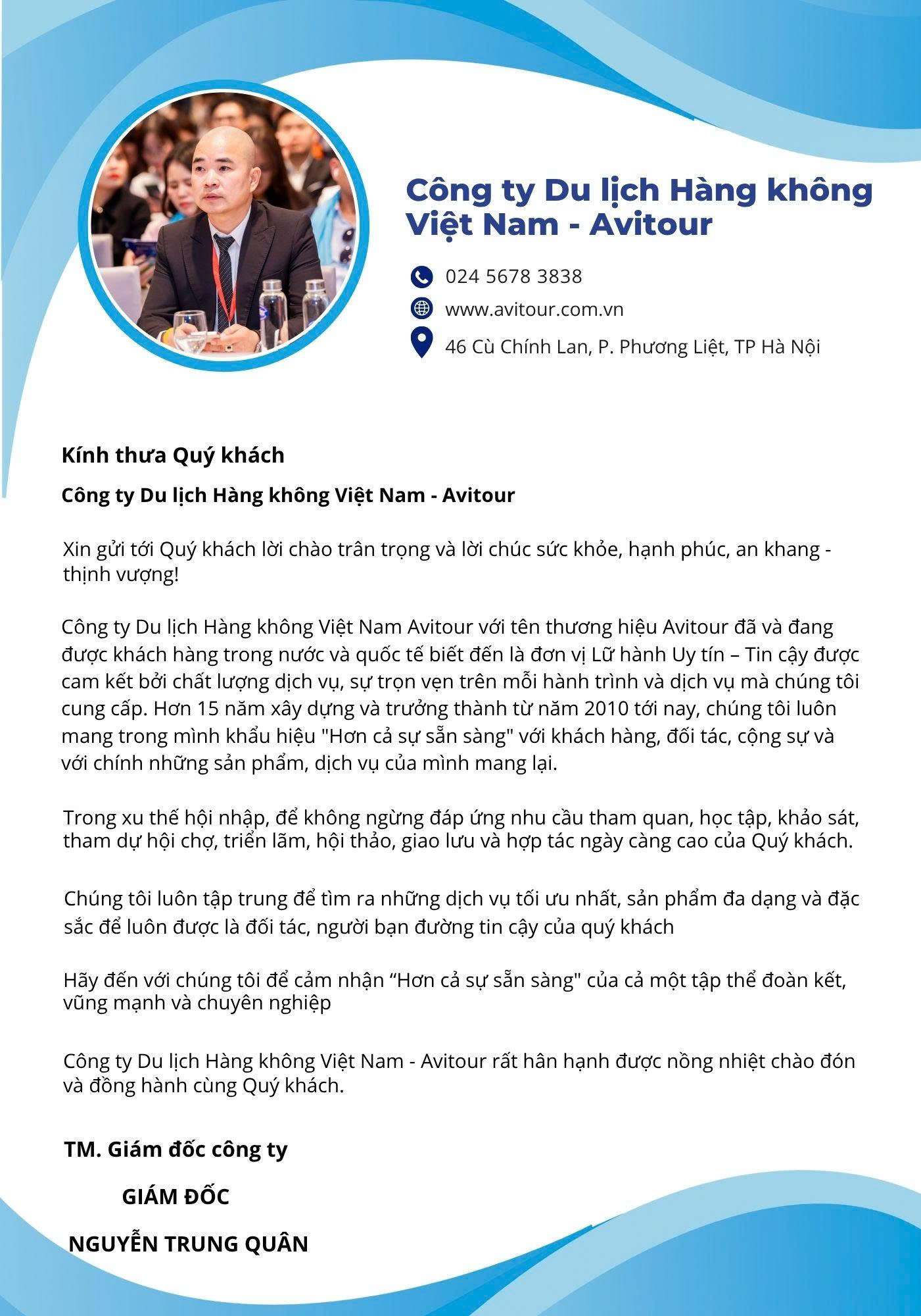 Thư ngỏ từ giám đốc công ty