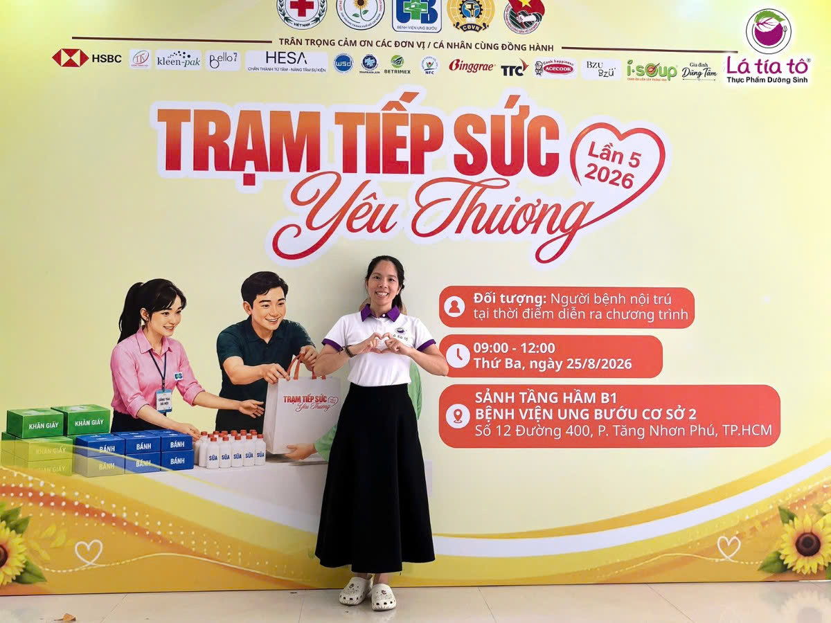 Lá Tía Tô tiếp sức yêu thương mùa Vu Lan tại Bệnh viện Ung bướu cơ sở 2 TP.HCM