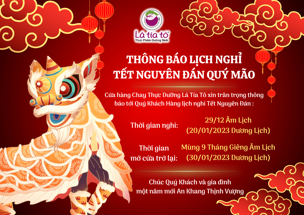 THÔNG BÁO LỊCH NGHỈ TẾT NGUYÊN ĐÁN QUÝ MÃO 2023