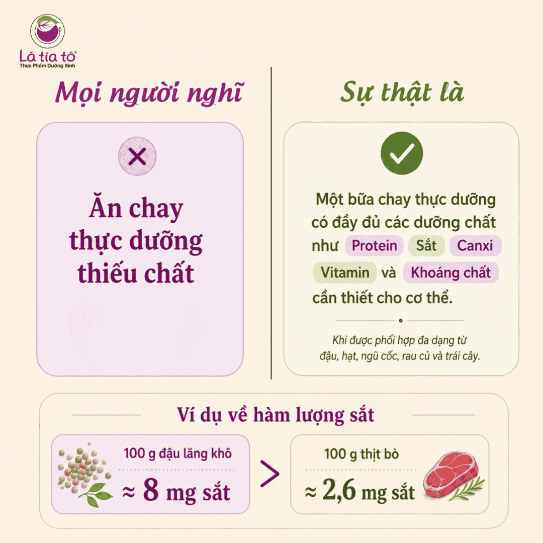 Ăn chay thực dưỡng thiếu chất là 1 trong những hiểu lầm phổ biến thường gặp.