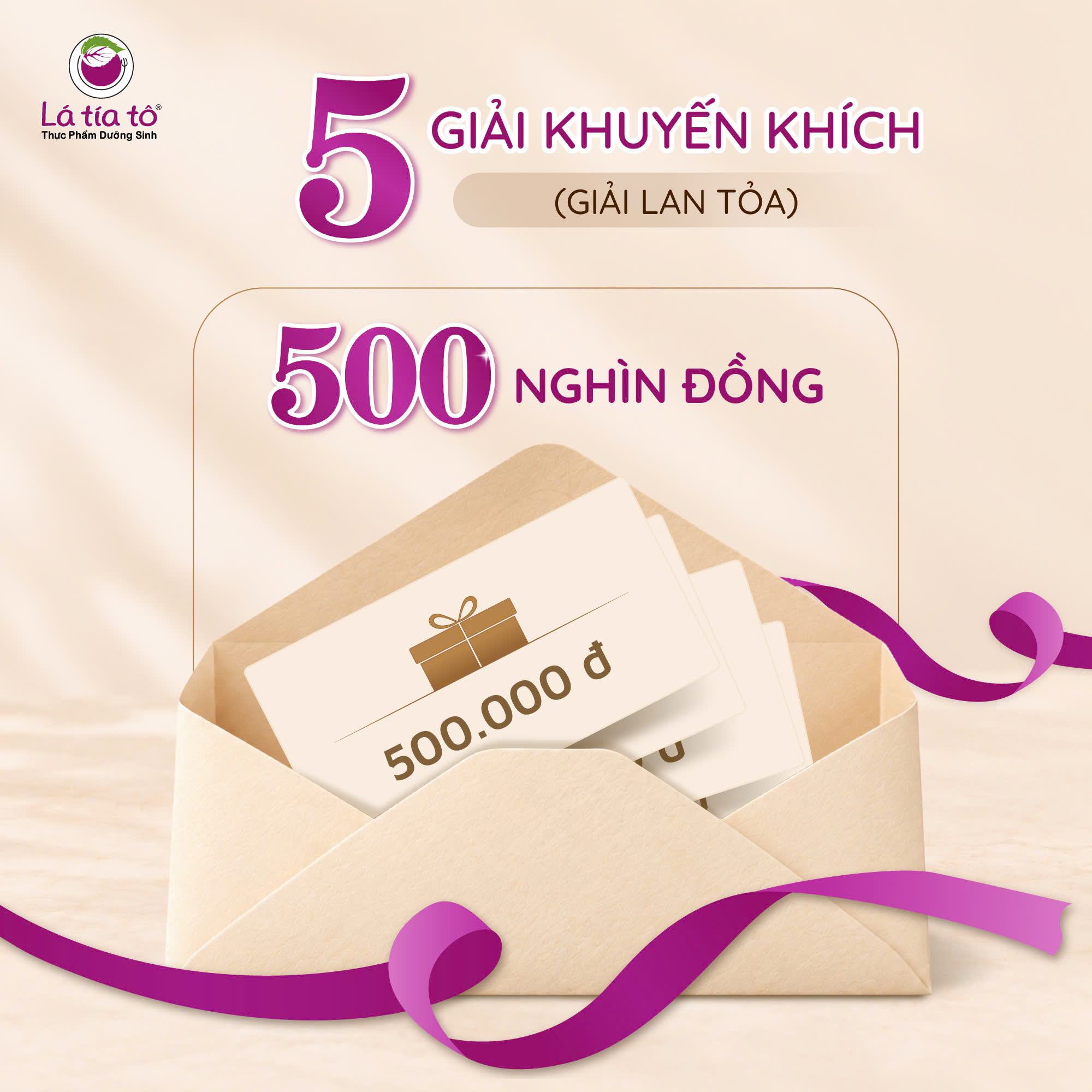 5 giải khuyến khích, mỗi giải là 500 nghìn đồng tiền mặt.