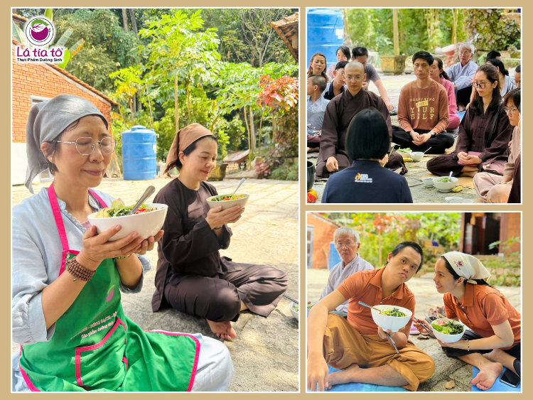 Sau thiền và kinh hành, thưởng thức hủ tiếu ấm, đơn giản mà đầy yêu thương