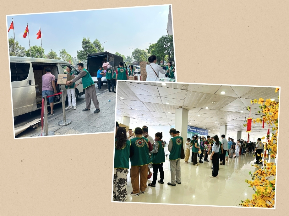 Những đôi bàn tay cùng nhau vận chuyển và trao gửi những món quà thiện nguyện đầy ắp nghĩa tình