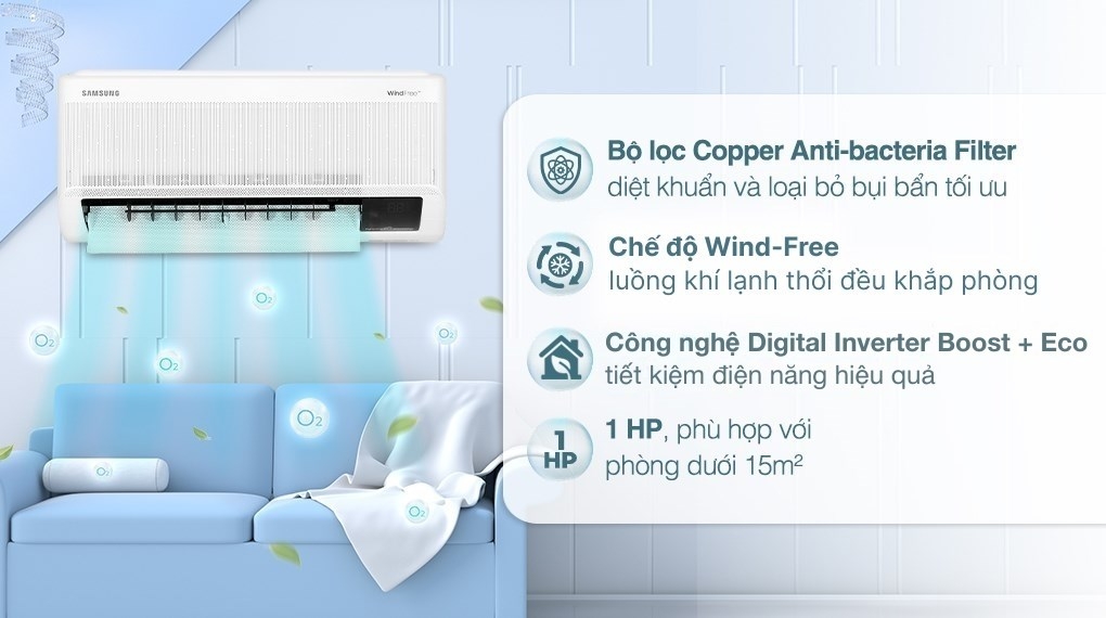 Máy lạnh Samsung Wind-Free 1.0 HP Inverter AR10CYFAAWKNSV