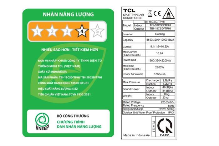 Máy lạnh TCL Inverter 2.0 HP TBI-18CSD/TPHI