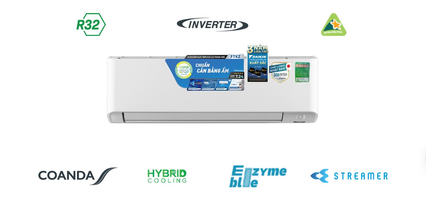 Máy lanh Daikin 2.0 HP Inverter FTKZ50VVMV (Thái Lan)