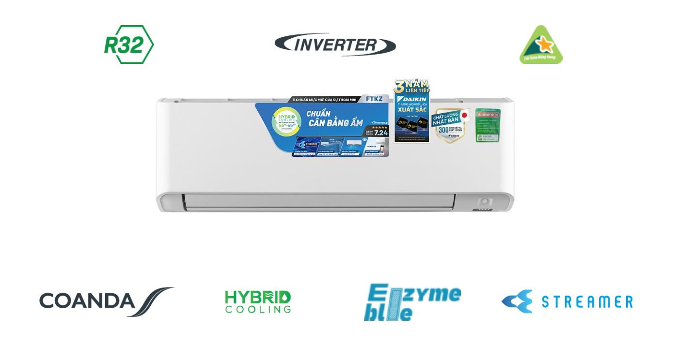 Máy lạnh Daikin 2.5 HP Inverter FTKZ60VVMV (Thái lan)