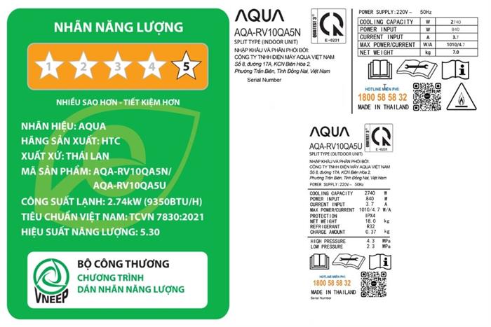 Máy lạnh AQUA 1.0 HP Inverter AQA-RV10QA5 (Model 2026)