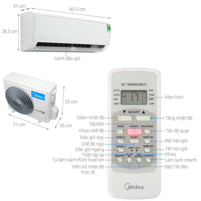 Máy lạnh Midea 1.5 HP Inverter MSAGII-13CRDN8