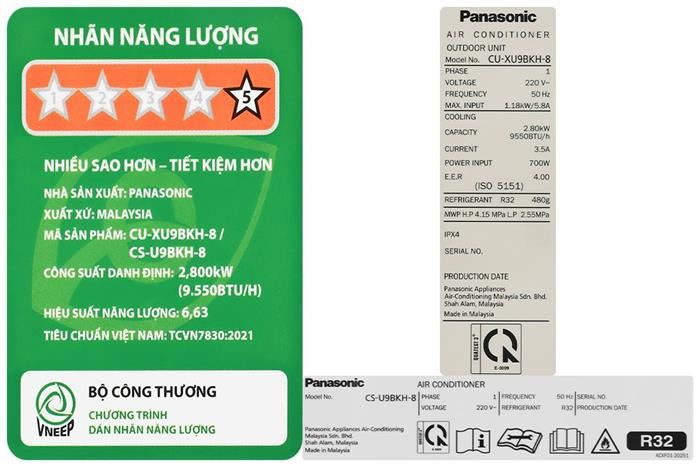 Máy lạnh Panasonic 1.0 HP Inverter CU/CS-U9BKH-8