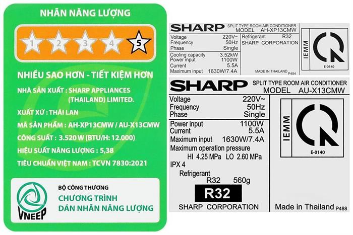 Máy Lạnh Sharp 1.5 HP Inverter AH-XP13CMW (Dòng cao cấp)