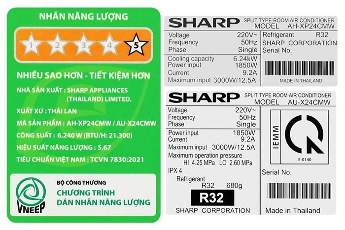 Máy Lạnh Sharp 2.5 HP Inverter AH-XP24CMW (Dòng cao cấp)