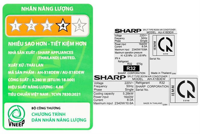 Máy lạnh Sharp 2.0 HP Inverter AH-X18DEW (Model 2026)