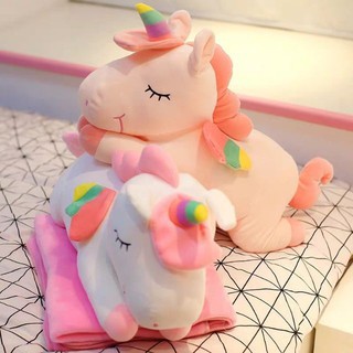 Gối mền NGỰA PONY 3 trong 1 siêu cute, hàng loại 1 thun 4 chiều siêu mịn, bộ chăn gối văn phòng unicorn kỳ lân