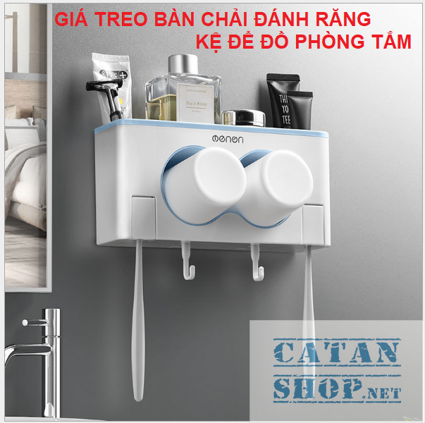 Kệ, Giá treo bàn chải Couple – kệ dán tường phòng tắm sang trọng, giá treo bàn chải và ly đánh răng GD380-HBC-Couple