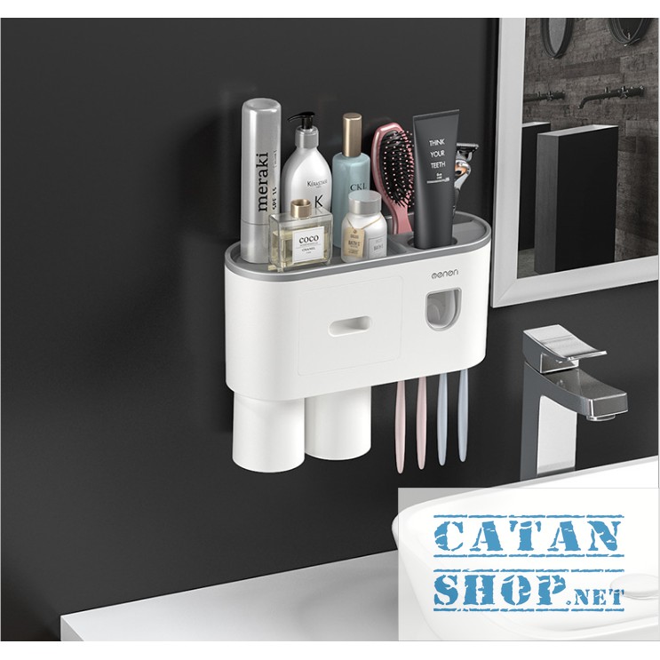 Kệ Nhà Tắm thông minh Có Nhả Kem Đánh Răng Cao Cấp (tặng kèm ly đế hút nam châm) GD327-HBCNanKemOENON