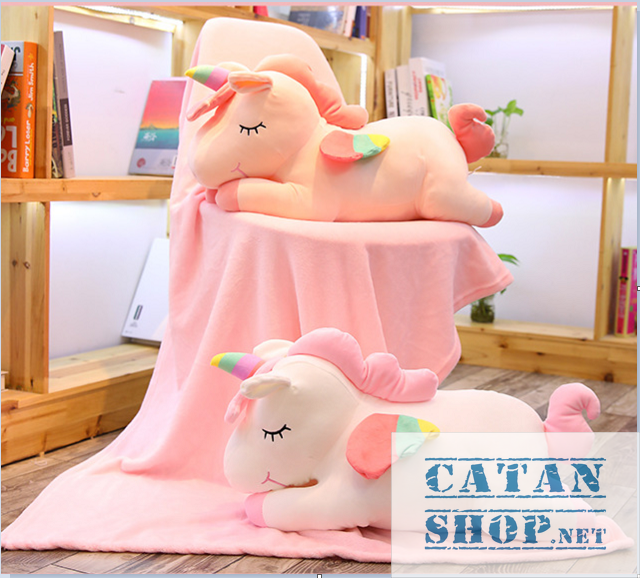 chăn gối văn phòng,Gối mền kỳ lân 3 trong 1 siêu cute,nỉ nhung cực mịn, unicorn ngựa 1 sừng,gấu bông CATAN shop,quà tặng