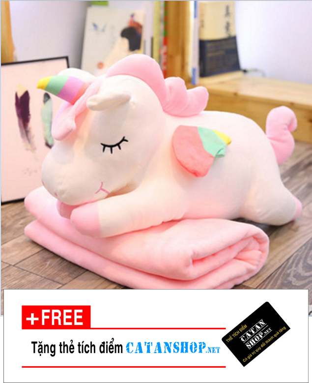 chăn gối văn phòng,Gối mền kỳ lân 3 trong 1 siêu cute,nỉ nhung cực mịn, unicorn ngựa 1 sừng,gấu bông CATAN shop,quà tặng