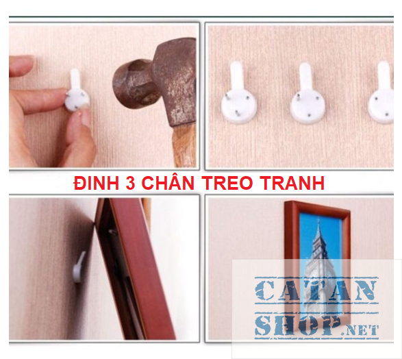 Đinh 3 chân treo tranh ảnh, móc chìa khóa tiện lợi không cần khoan tường, ghim tường GD382-DinhTT