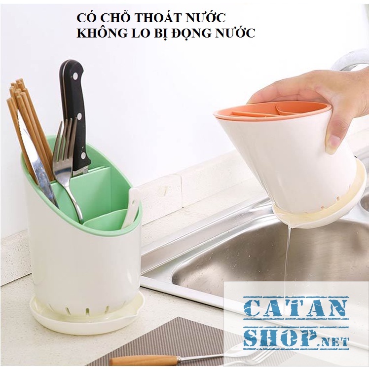 Ống đựng đũa, muỗng, dao, kéo hình trứng 2 lớp có đế hứng nước,lọ đựng đũa để bàn,đồ gia dụng nhà bếp GD429-Ongdua-Trung