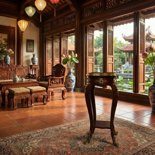 Khẳng định vị thế gia chủ với bàn mai gỗ đôn tinh xảo