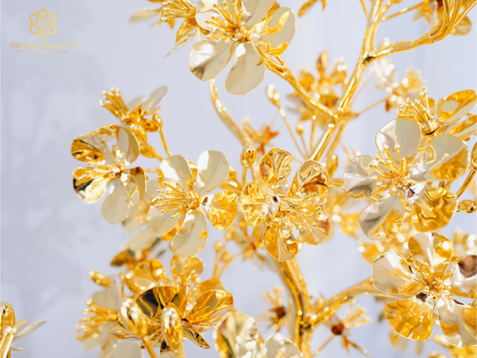 Bông mai cây mai Long Thăng mạ vàng 24K cao 60cm