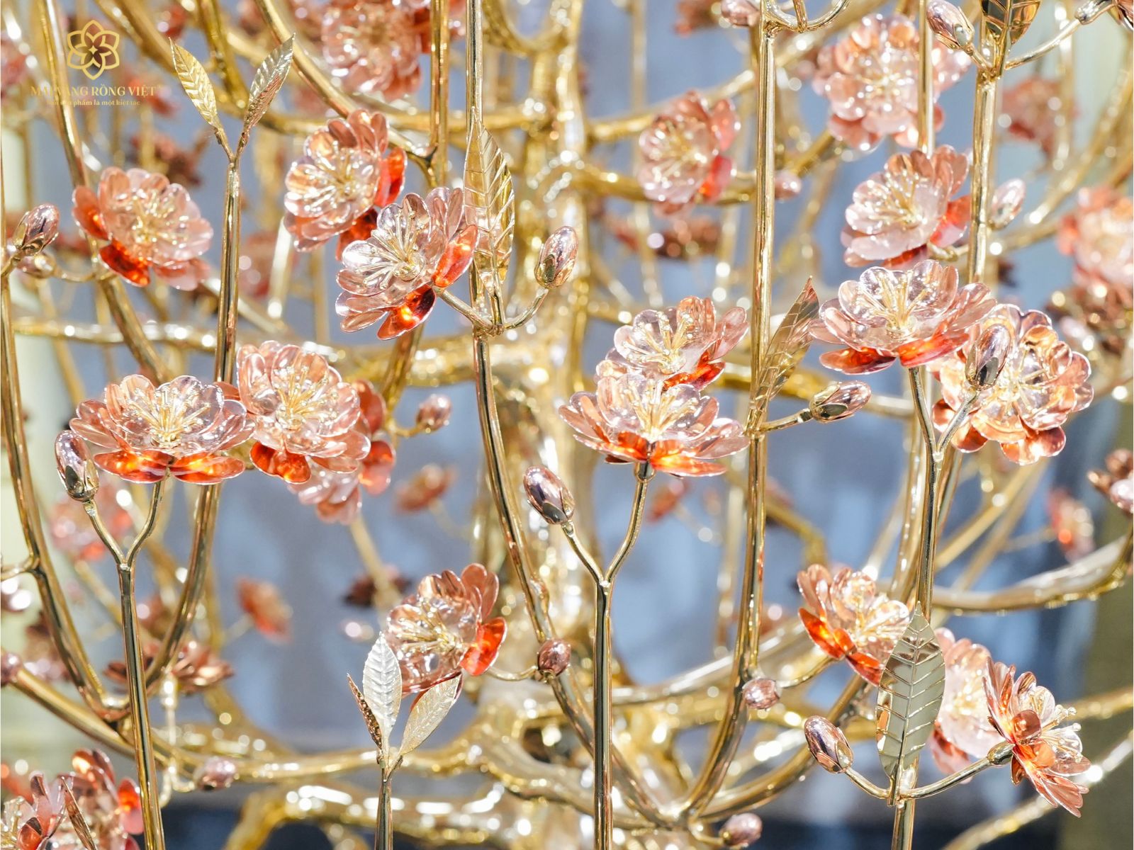 Bông hoa đào mạ rose gold cây Đào Phước Lộc