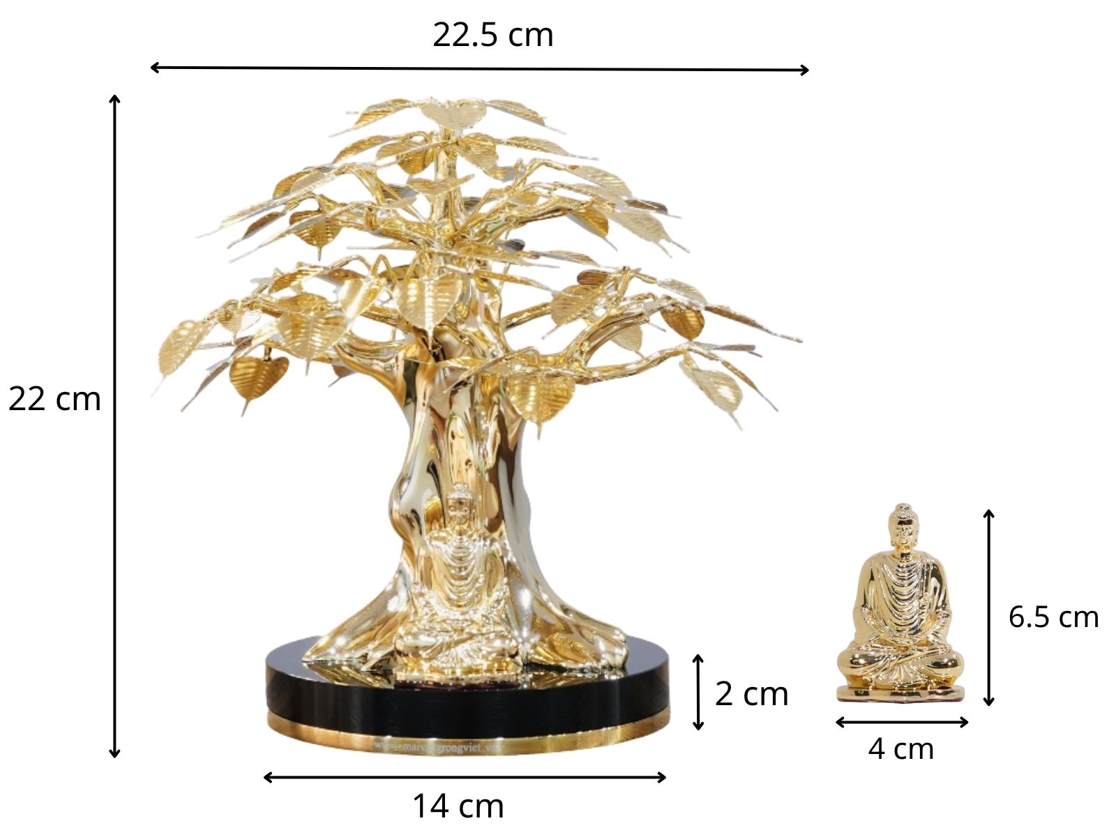 Thông số cây Bồ Đề Bình An mạ vàng 24K