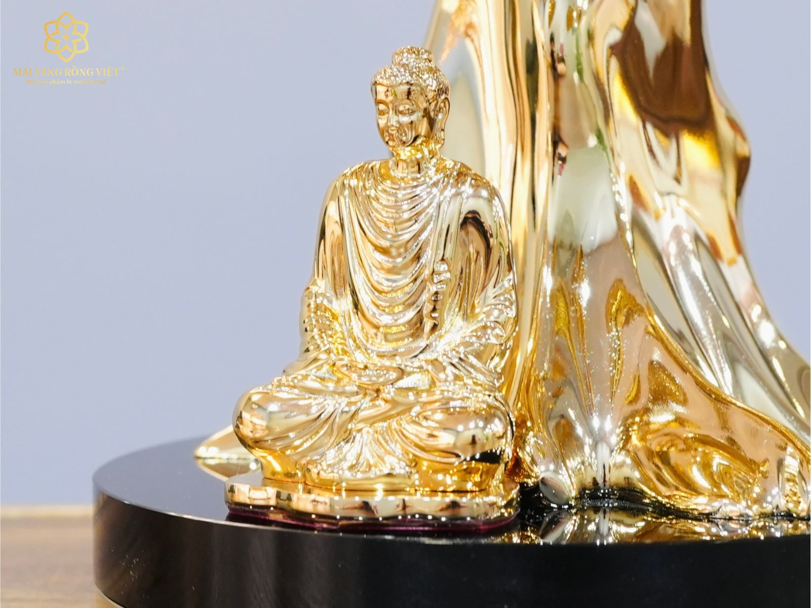 tượng phật của cây bồ đề bình an mạ vàng 24k cao 20cm