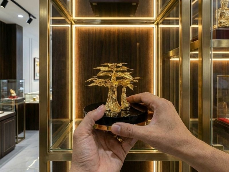 Trên tay sản phẩm Cây Bồ Đề Bình An Mạ Vàng