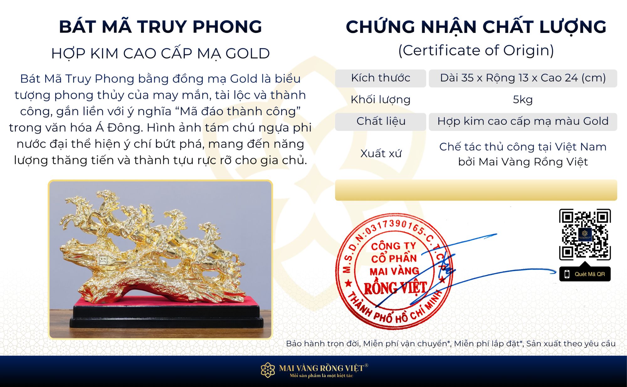 Chứng nhận chất lượng bát mã truy phong 24cm
