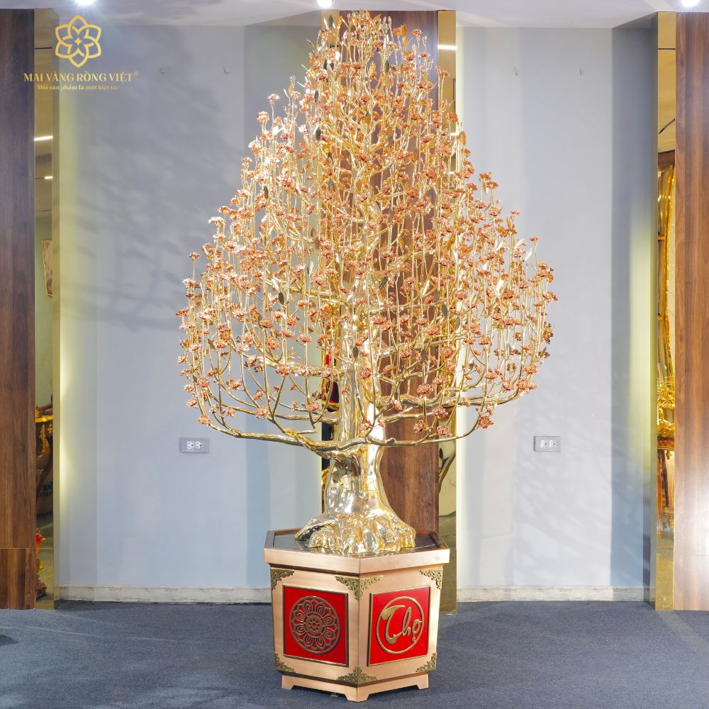 Cây Đào Trường Xuân Mạ Vàng 24K Mix Rose Gold Cao 2,6 Mét