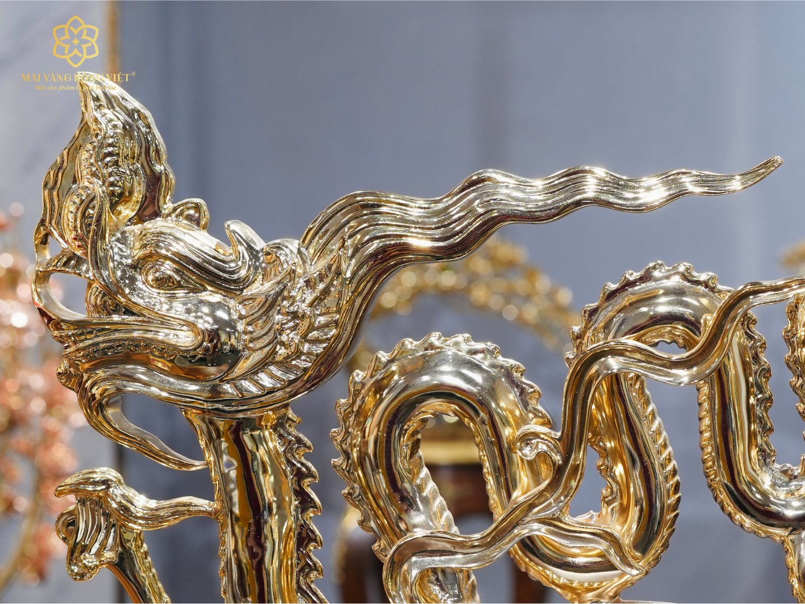 Đầu Rồng Nhà Lý mạ vàng 24K