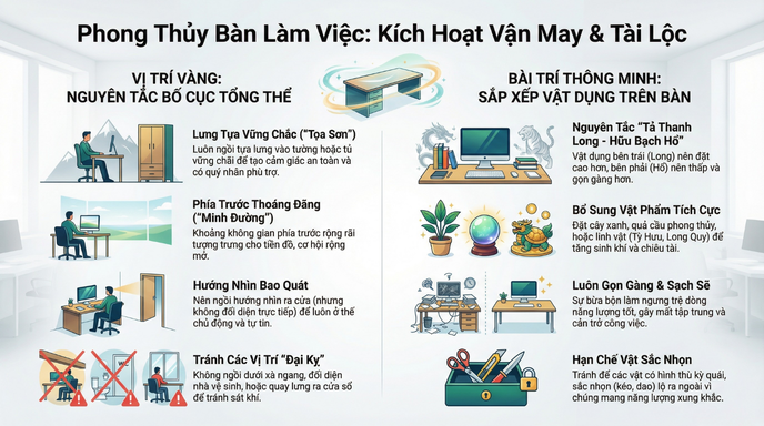Nguyên tắc đặt đồ phong thủy để bàn làm việc