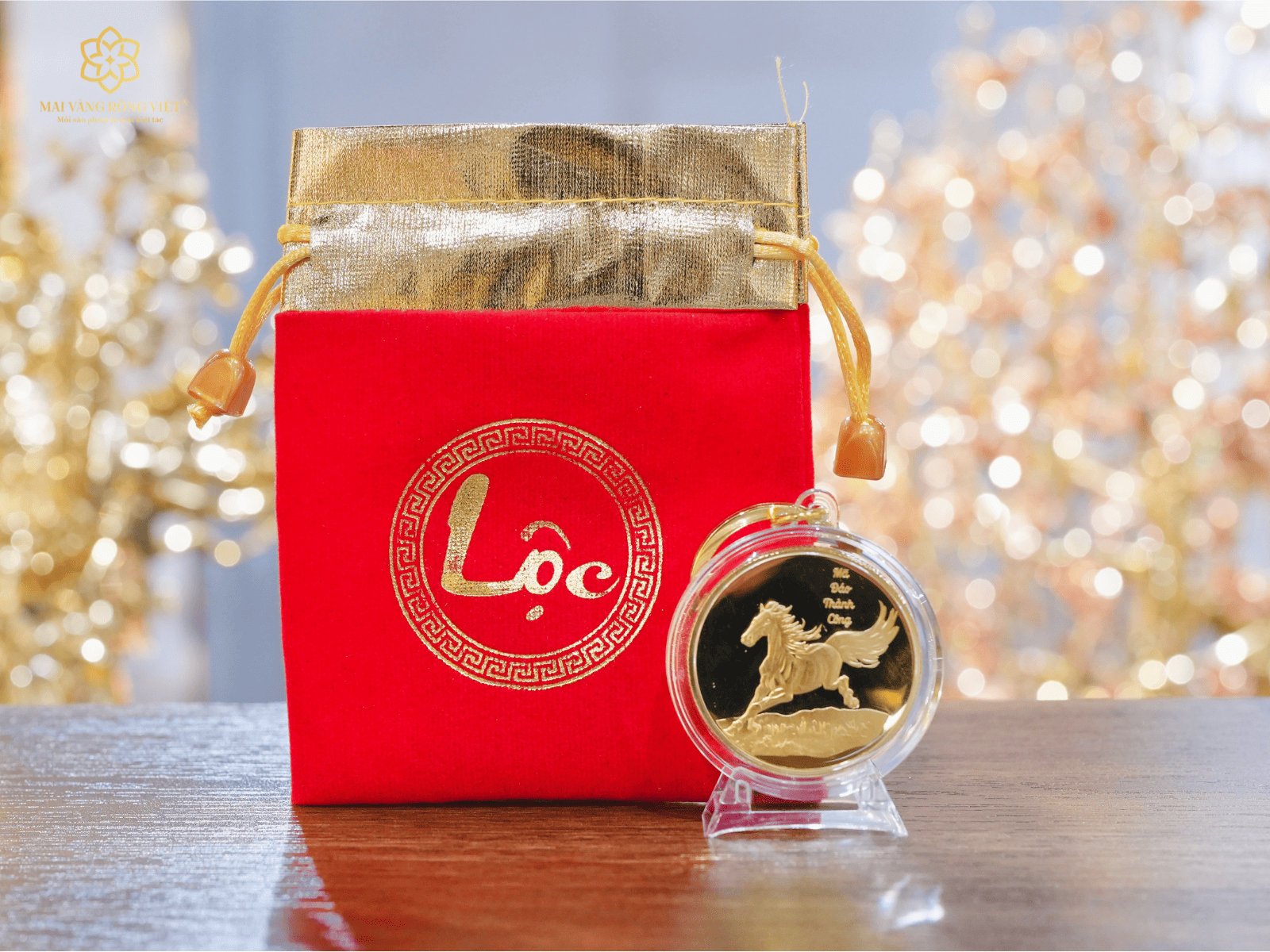 Móc khóa mã đáo thành công tặng kèm túi nhung đỏ chữ Lộc