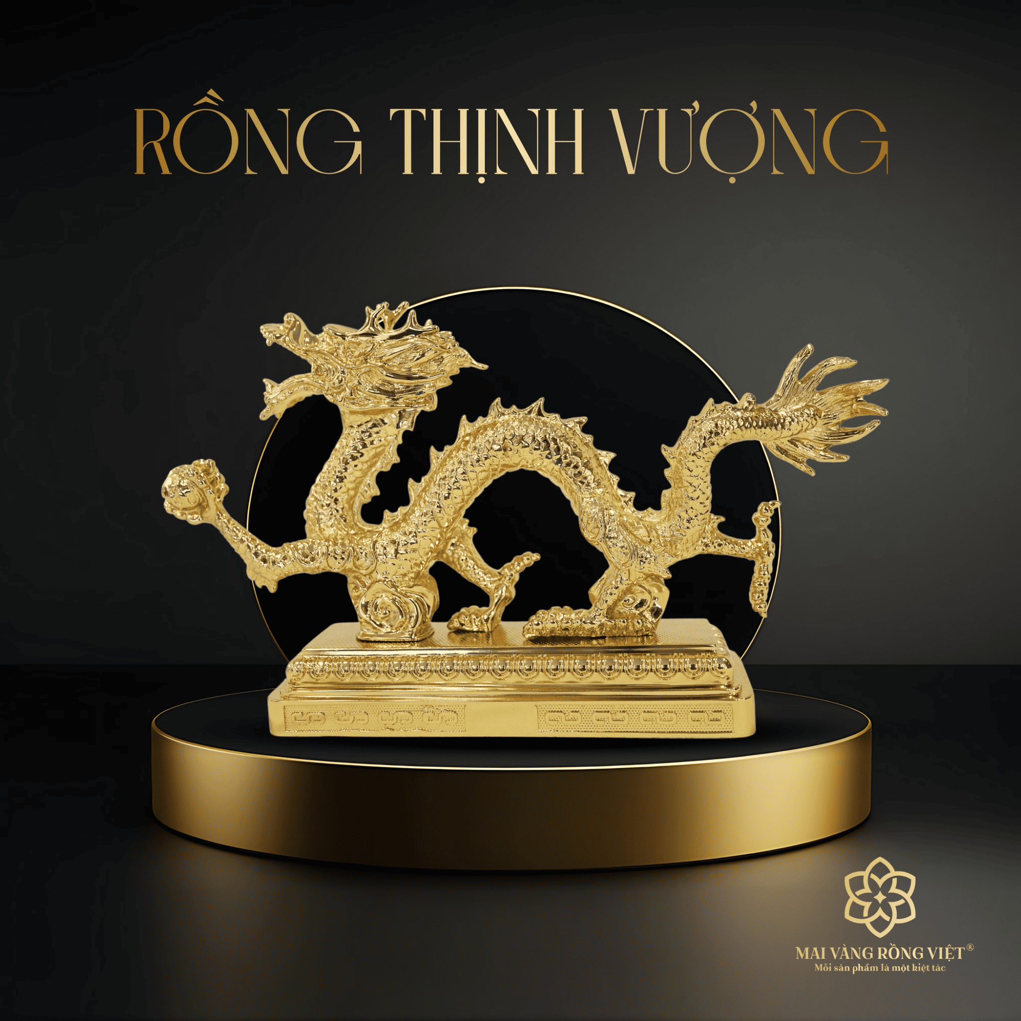 Quà tặng sếp nam về hưu: Tượng rồng mạ vàng