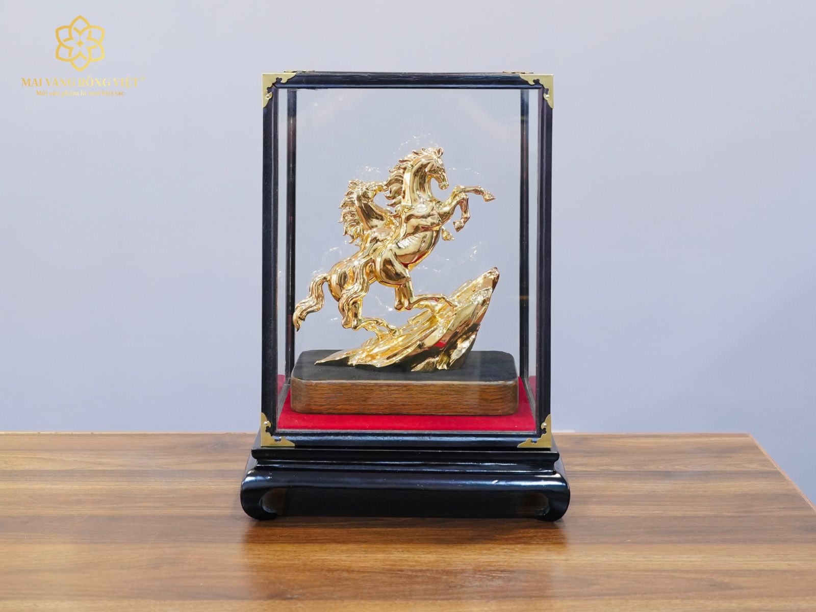 Quà tặng song mã mạ gold cao 20cm