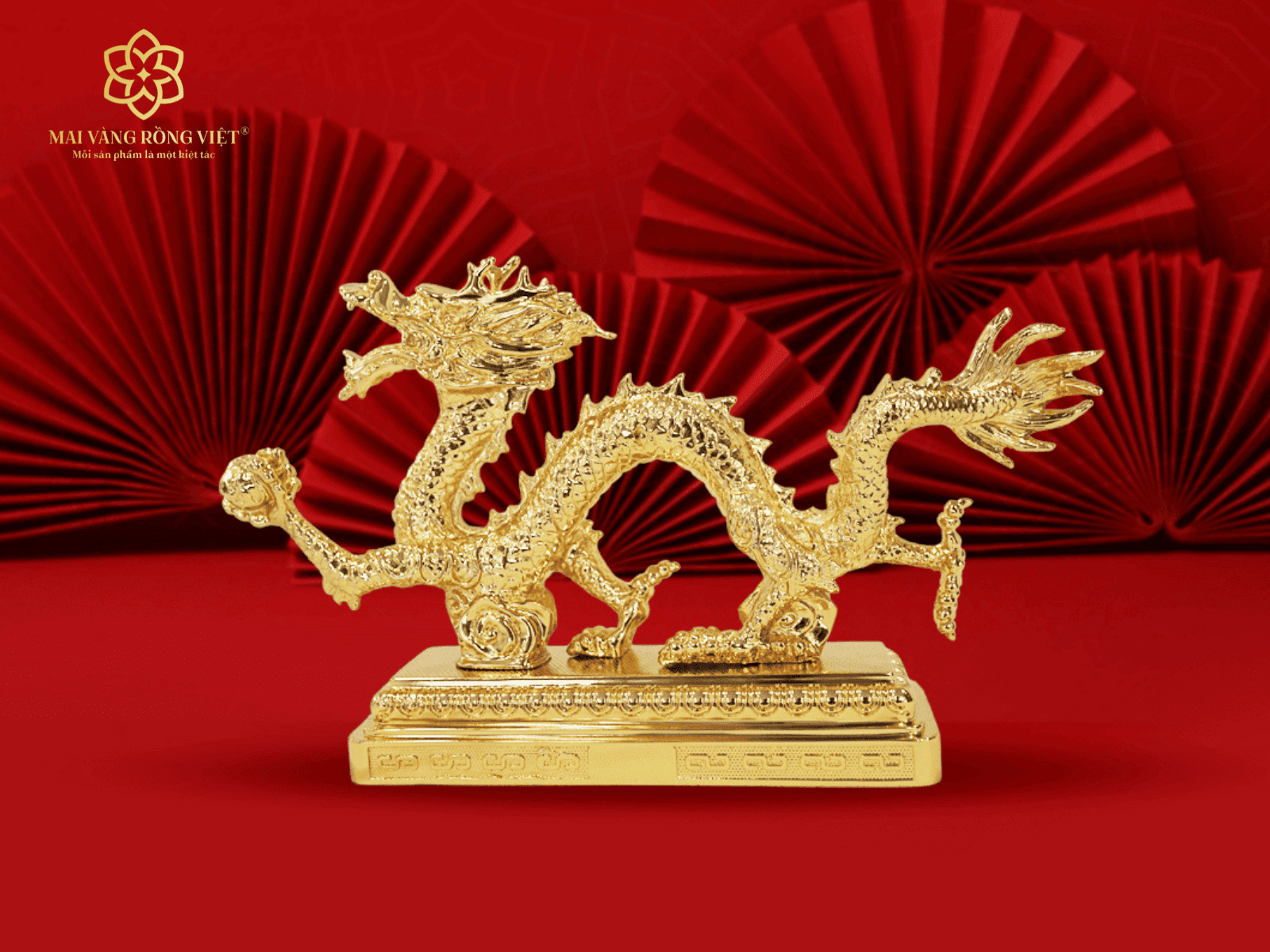 Rồng Thịnh Vượng Mạ Vàng 24K tượng trưng cho tài lộc và thành công
