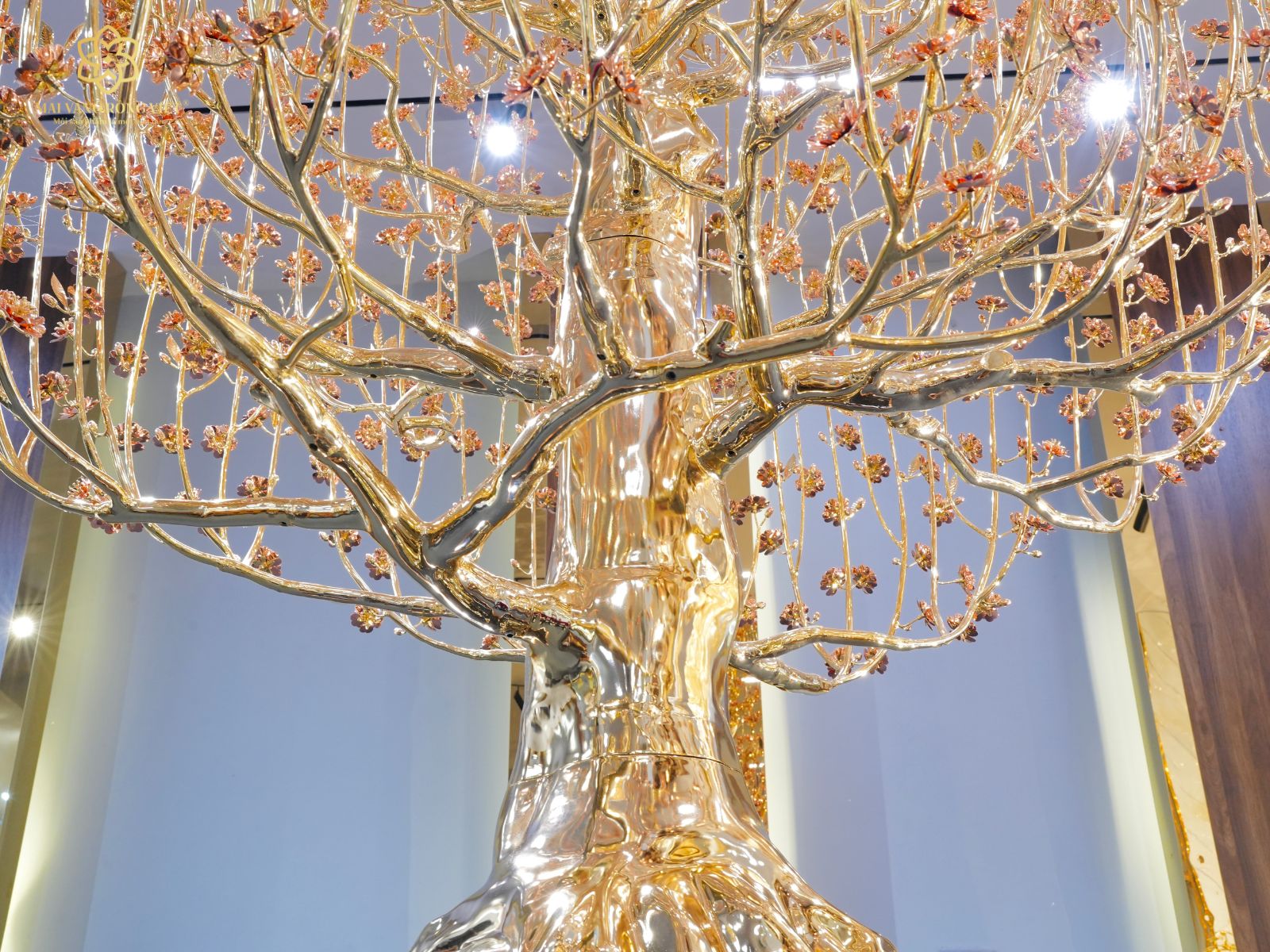 Thân Và Cành Của Cây Đào Trường Xuân Mạ Vàng 24K Mix Rose Gold Cao 2,6 Mét