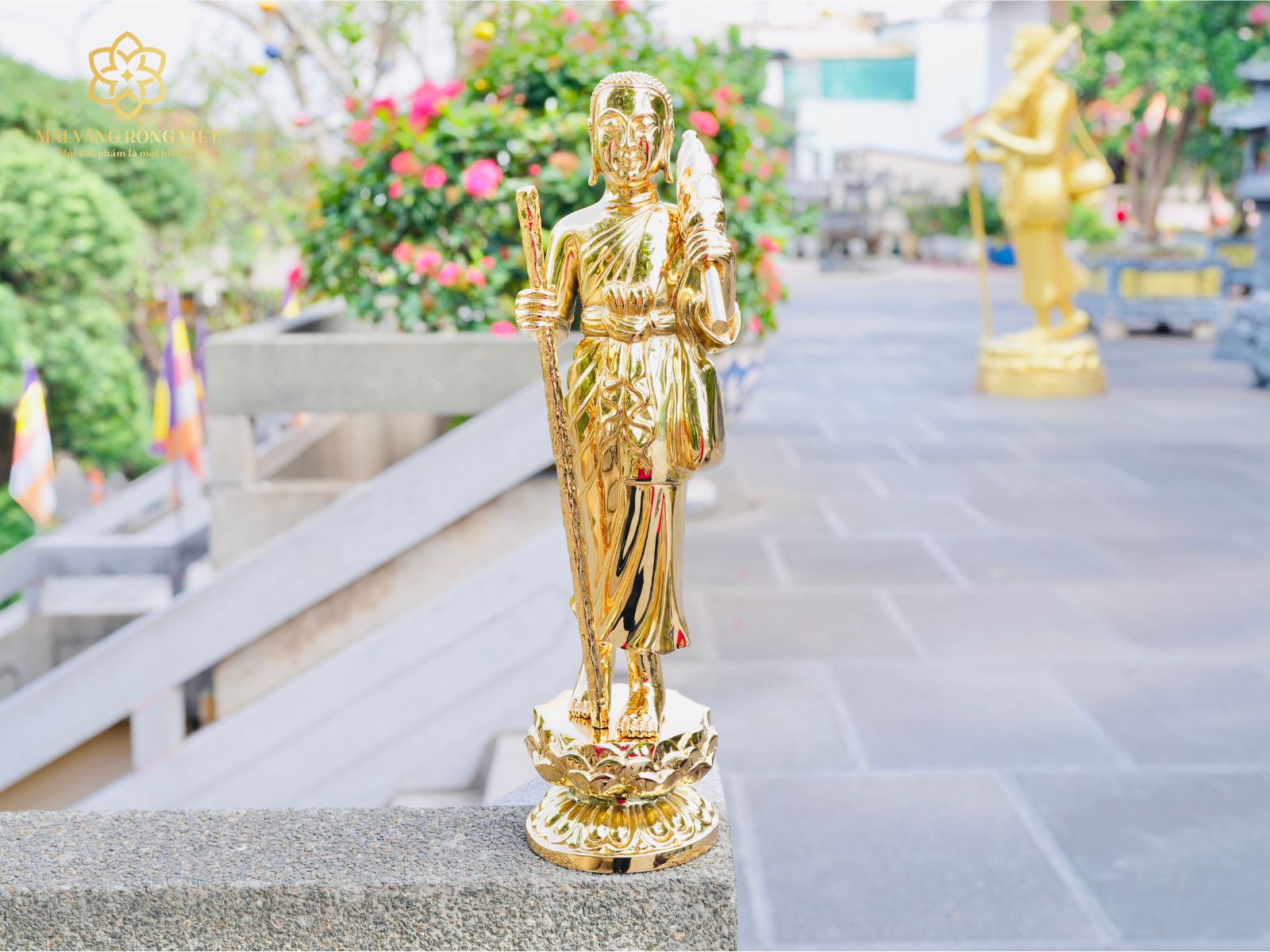 Thiết kế mặt trước tượng Thánh Tăng Sivali bằng đồng mạ gold