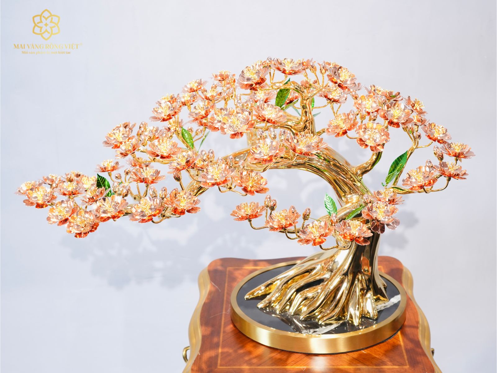 Thiết kế cây Đào Bạt Phong Mạ Vàng 24K Mix Rose Gold