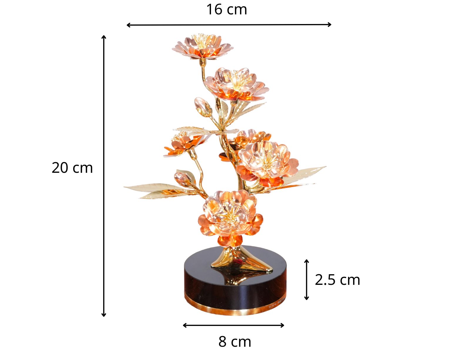 Thông số cành đào mạ vàng 24k mix rose gold