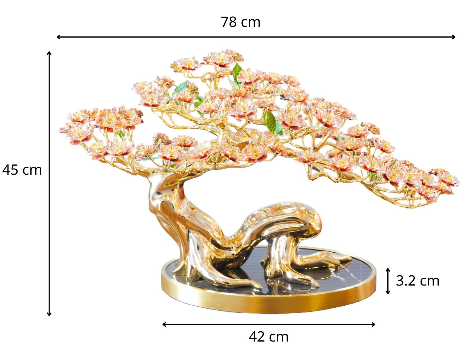 Thông số cây Đào Kỳ Lân mạ vàng 24k mix rose gold