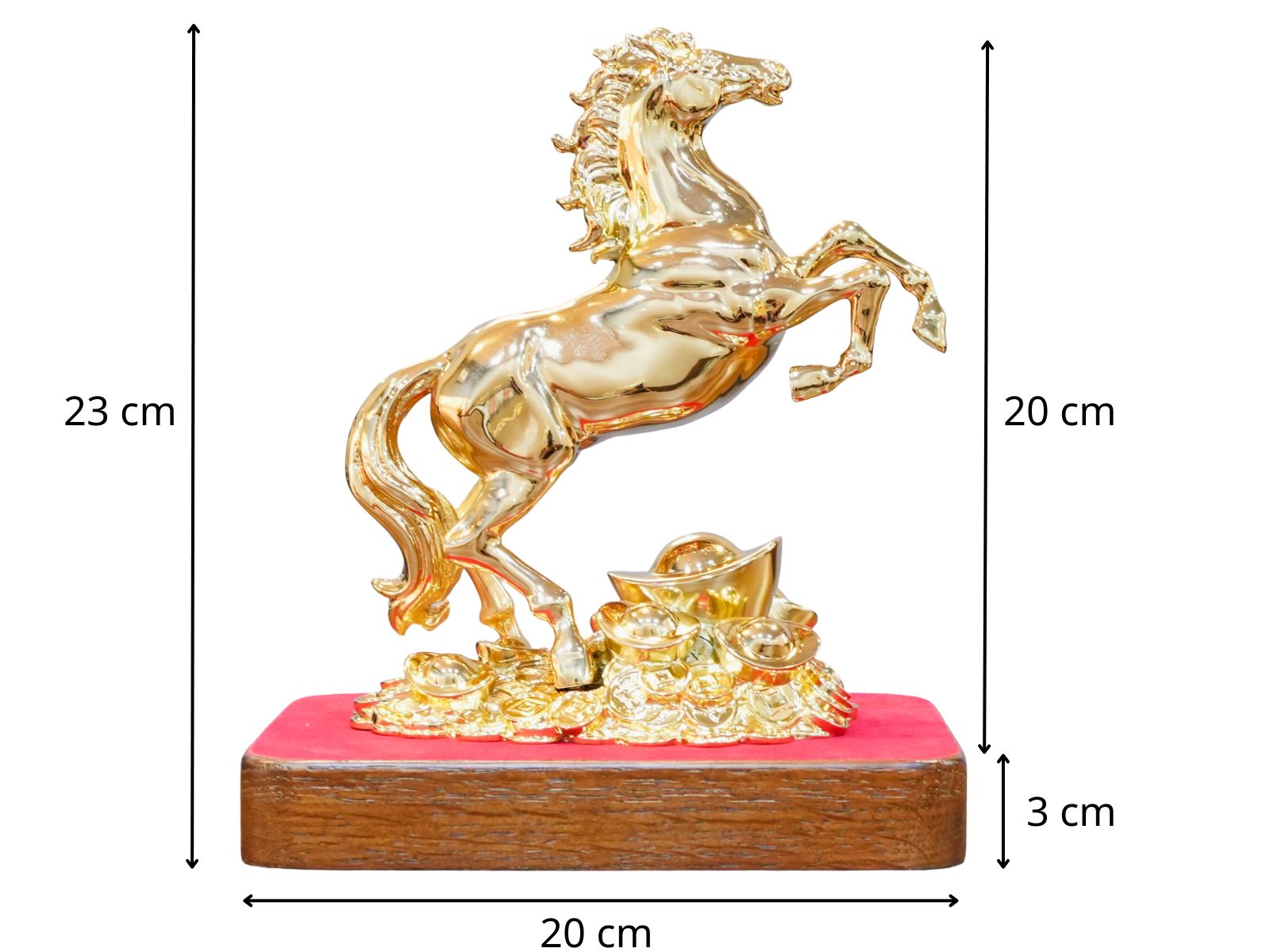 Thông số Kim Mã Đại Phát bằng đồng mạ gold cao 20cm